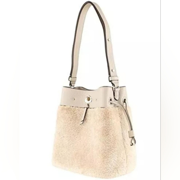 NWOT KATE SPADE MARTI FAUX FUR BUCKET SHOULDER BAG LIGHT SAND - Picture 2 of 15